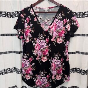 Women’s XL Black Floral Top